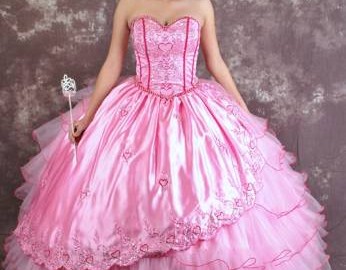 Vestido de 15 rosa claro en capas