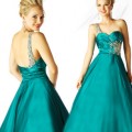 Teal Satin & Tulle Beaded Sweetheart quinceanera dress